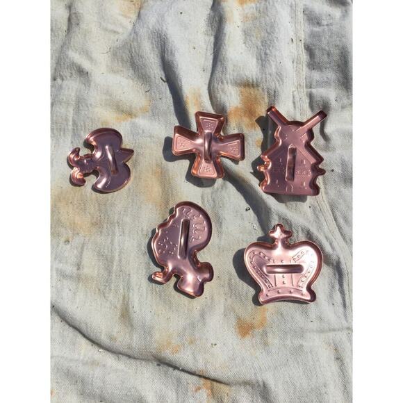 Vtg copper cookie cutters set 5 Royal crown regalia farmhouse country mardi gras - Picture 4 of 6
